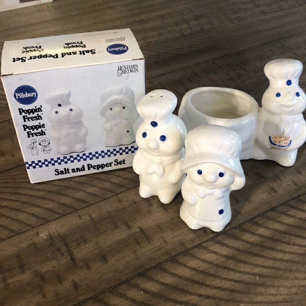 Poppin and Poppie Fresh Pillsbury Dough Salt 🧂 & 🫑 Shakers Small 💍 Bowl